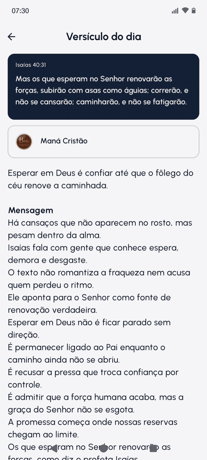 Tela do versículo do dia