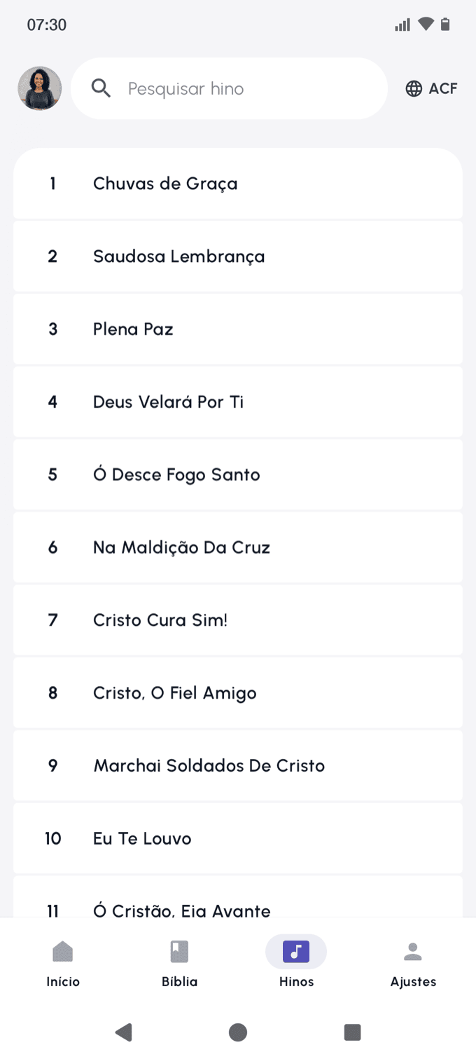 Lista de hinos do hinário